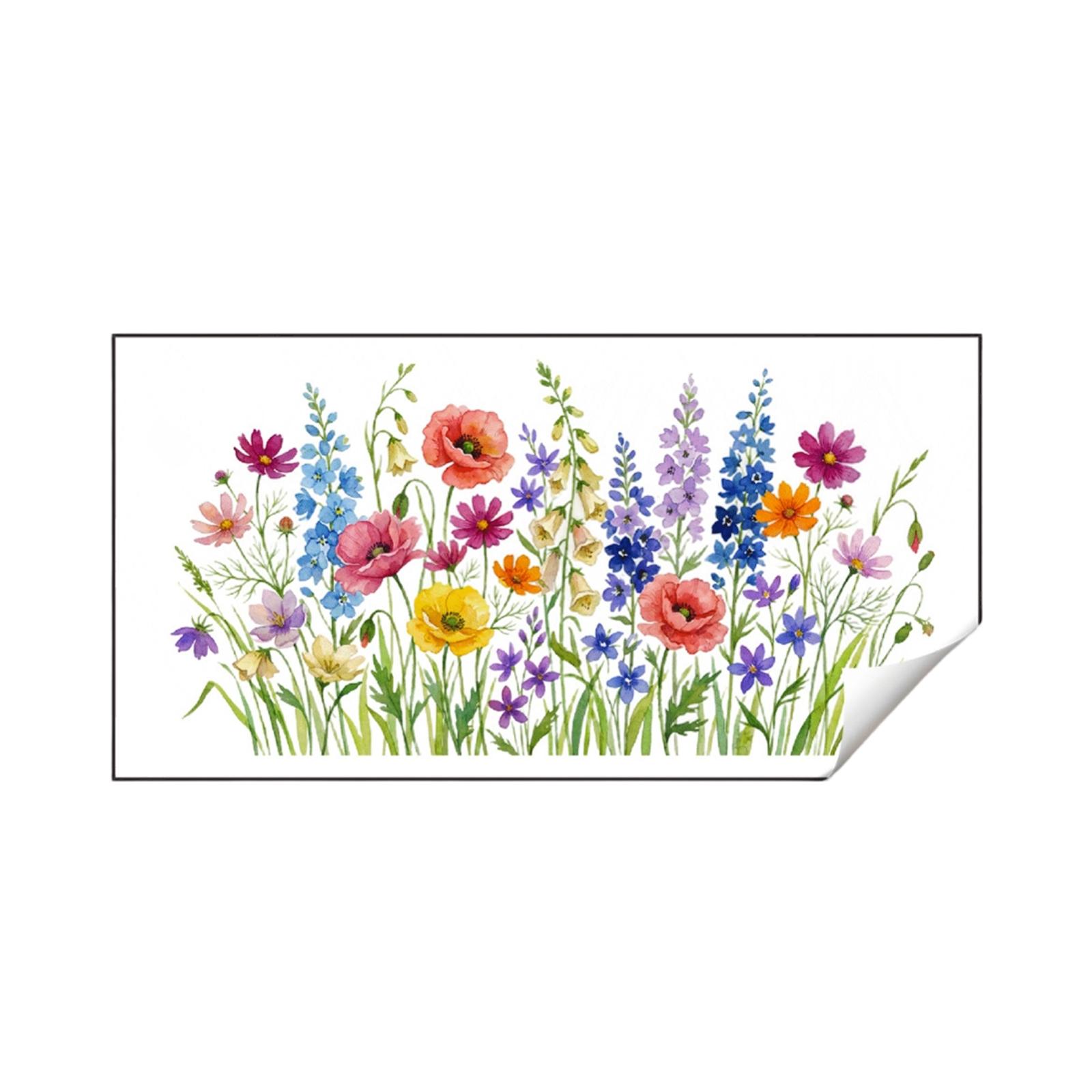 

Watercolor Flowers, Plants, Green Leaves, Living Room, Bedroom, Door And Window Decoration Wall Stickers One Size