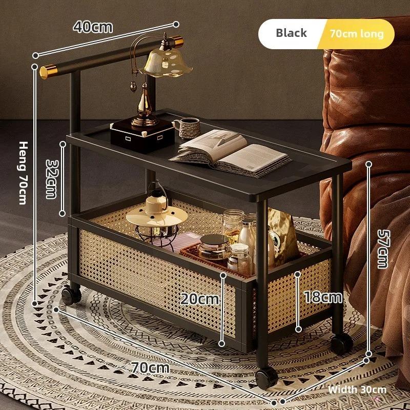 Sofa Side Table, Antique Style Tea Table, Mobile Tea Table, Small Push Table, Solid Wood Tea Cart