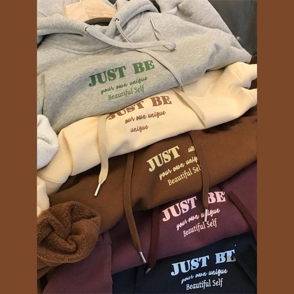 Women Long Sleeve Hooded O Neck Loose Pullovers Female Tops Solid Color Sweatshirts