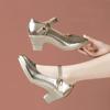 Fashion 5.5cm 7.5cm  Breathable Cutout Block Heels Shoes 2025 Soft Leather Platform Pumps for Mom Dance Model