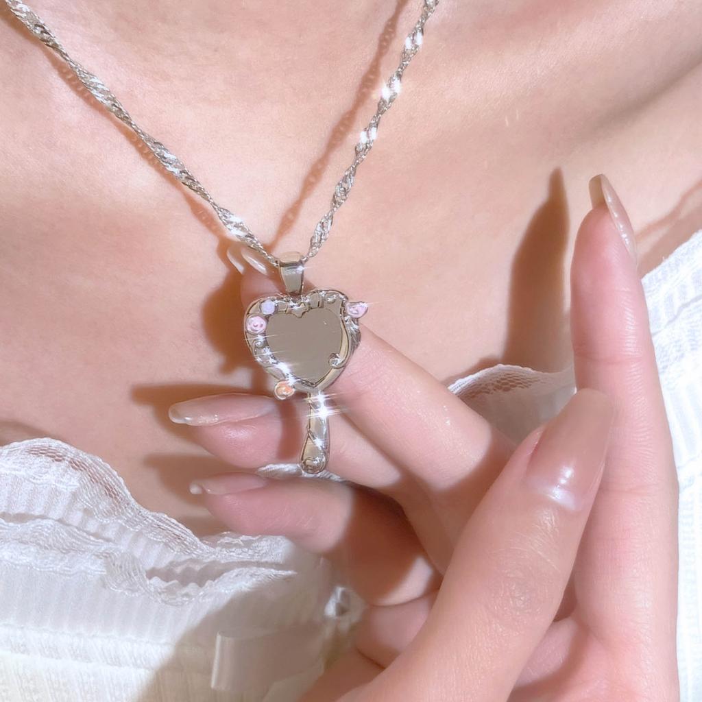 Magic Mirror Necklace for Women Girls Fashion Wedding Party Jewelry Accessories Gold Silver Plated Princess Necklaces