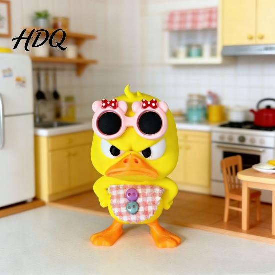 Unique Gift for Friends 3D Printed Cute Duck Figurine with Glasses Angry Pose Desk Decor Creative Duckling Ornament Office Bookcase Car Ornament,