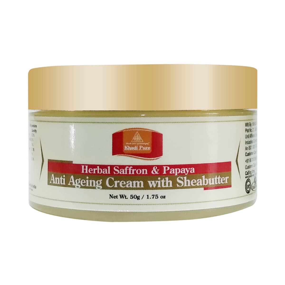 Khadi Pure Herbal Saffron & Papaya Anti Ageing Cream With Sheabutter, 50 ml