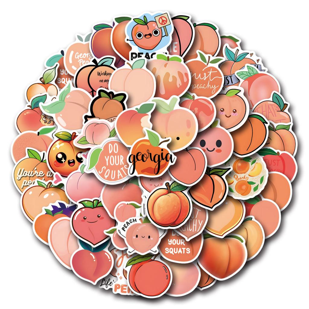 55 New Peach Fruit Graffiti Stickers Decorative Skateboard Suitcase Helmet Stickers