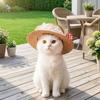 Sun Protection Pet Straw Hat Adjustable Dog Fisherman Hat Fashion Pet Sunshade Hat  Summer Season