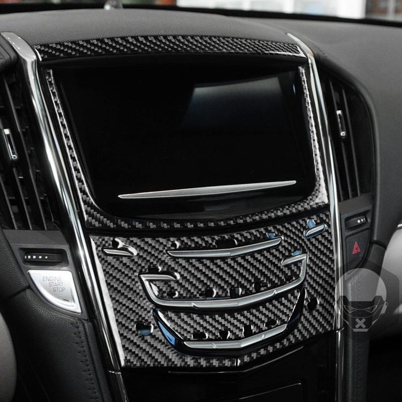 For Cadillac ATS 2013- Carbon Fiber Central Control Navigation Radio CD AC Panel Trim Cover Car Interior Accessories Sticker