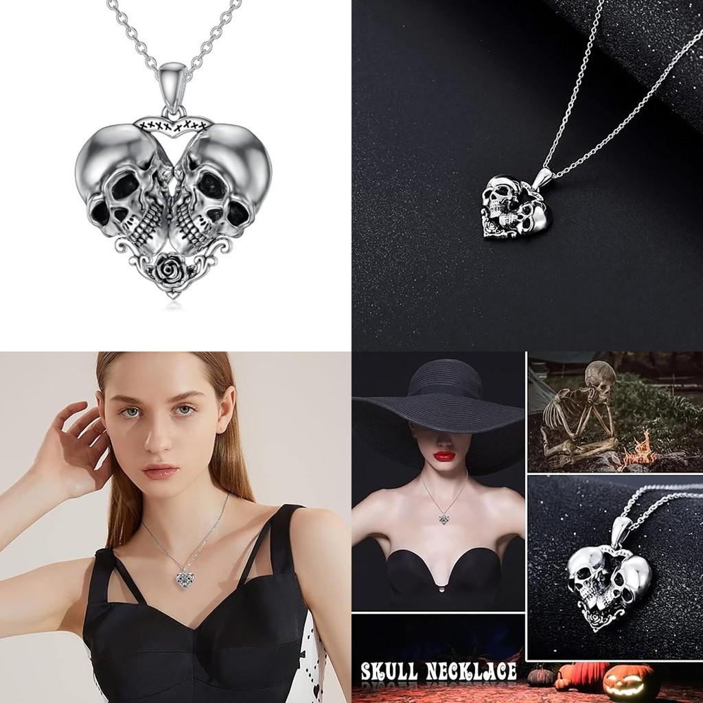 Skull Silver Geometric Pendant Necklace  Alloy Material Fashion Gift Decoration