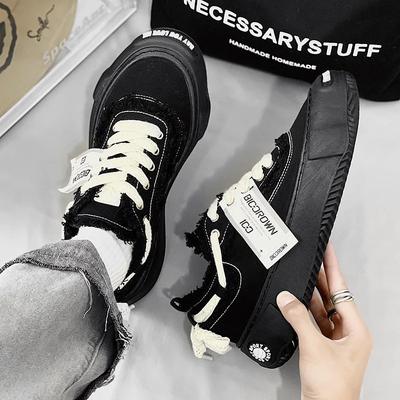 2024 New Low Top Canvas Shoes Men Unisex Board Shoes Flats Vulcanize Shoe Outdoor Running Men's Thick Sole Bread Shoes 2024 Spring