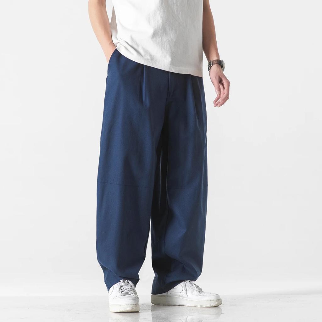 2026 Spring Summer Men Loose Cotton Linen Harem Pants Chinese Style Oversize Pants Male Casual Pants Man Soild Color Trousers