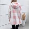 Autumn and Winter Women's Jacket Loose Plaid Wool Cardigan Fashion Sweater