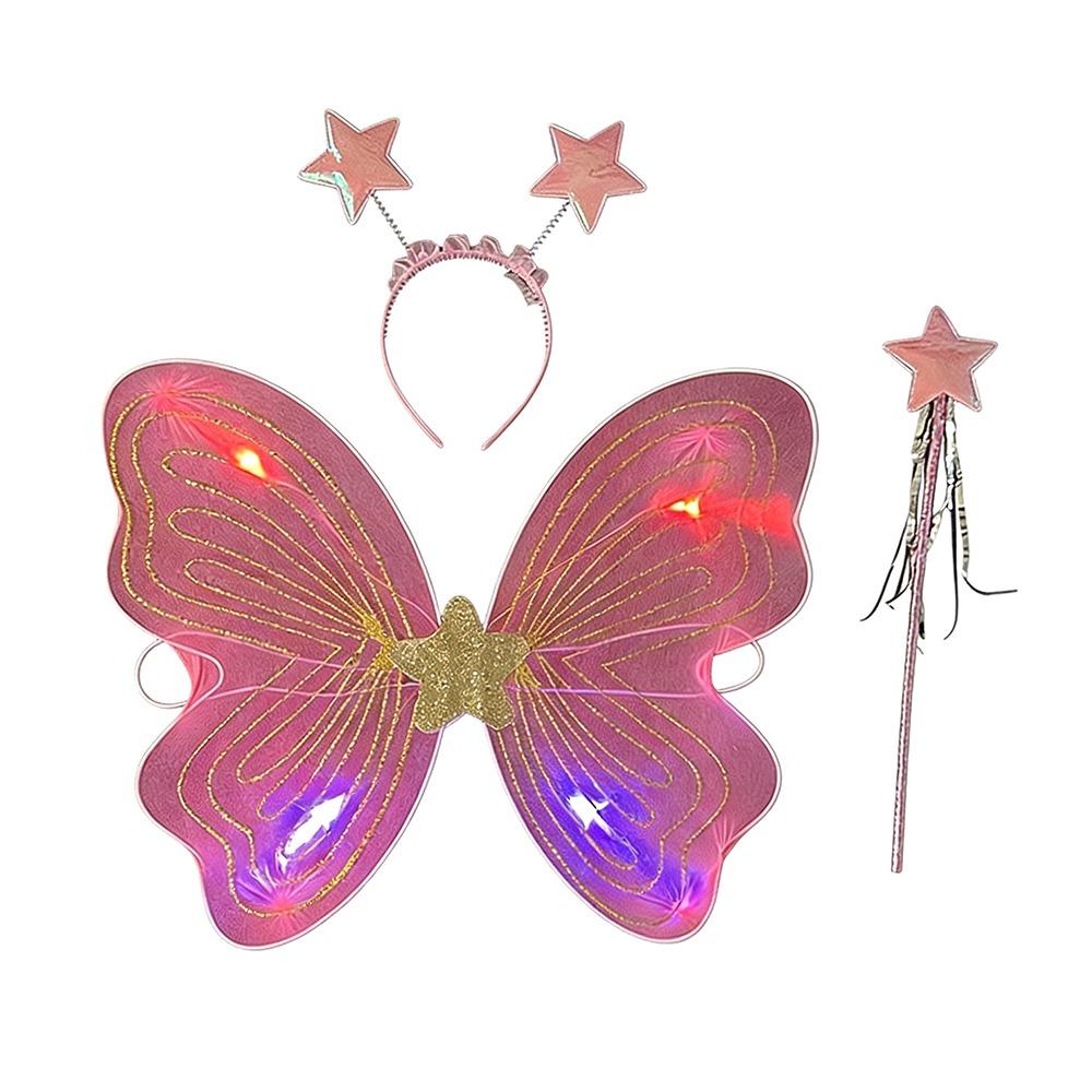 3Pcs/Set Sparkling Butterfly Wings Princess Hair Hoop Colorful Angel Wings Fairy Wand Butterfly Costume Wings