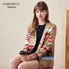 Kemengboka Women's Jacquard Wool V-neck Cardigan