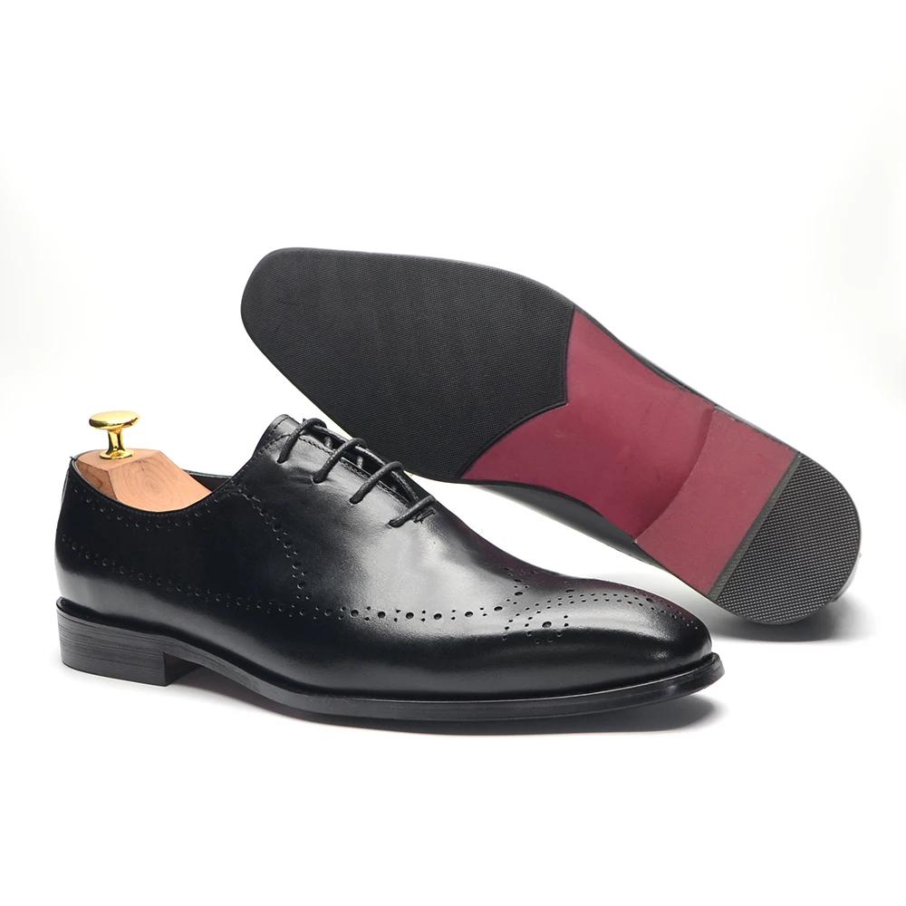 Classic Black Brown Men's Dress Shoes Business Genuine Leather Wingtip Oxfords Lace-Up Brogue Formal Shoes for Wedding Party