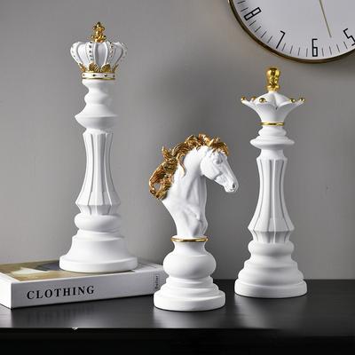 Pryskyřičná šachová socha Domácí dekorace Retro zvířecí figurky Pokojový dekor pro doplňky domácí dekorace Šachové figurky Sochařské doplňky