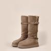 New Women's Long Snow Boots with Added Fleece and Thickened High-top Cotton Shoes