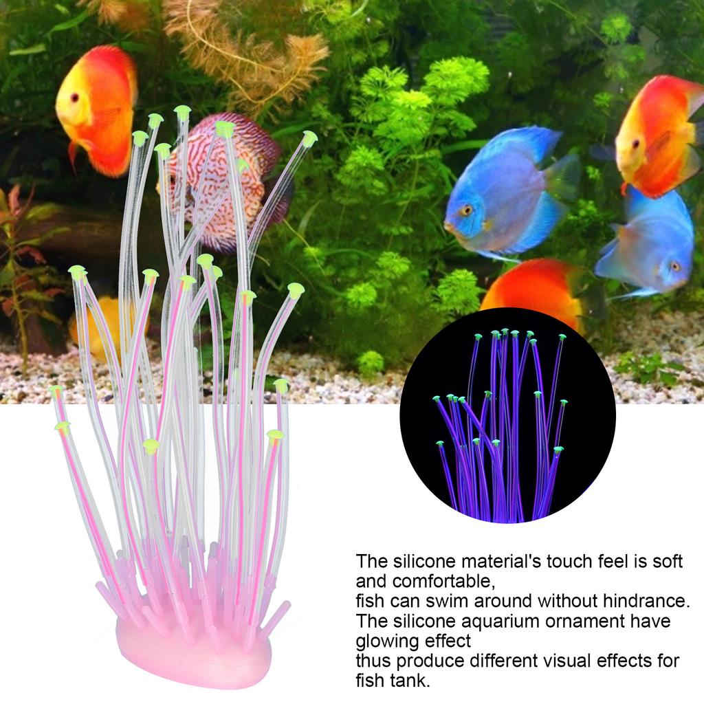 Artificial Coral Silicone Fluorescent Simulation Aquarium Fish   2‑Color Tube Decoration
