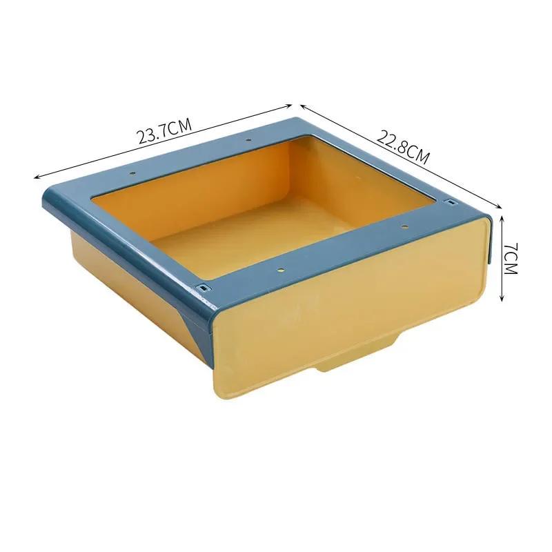 Hidden Hanging Storage Box Kitchen Drawer Knife Fork Spoon Tray Self Adhesive Under Desk Drawer Office Stationery Tool Organizer