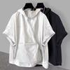 Zipper Design Hooded Short-sleeved T-shirt Summer Large Size Tooling Loose Jacket Jacket