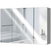 Bathroom Wall Cabinet, 3 Mirrored Doors, Adjustable Shelves, MDF, 90 x 15 x 60 cm, Grey