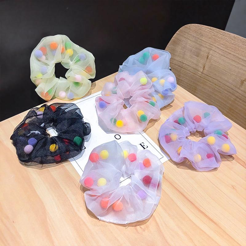 Woman Colorful Hairball Hair Ties Scrunchies Girls Elastic Hairband Hair Accessories Rope Headwear Rubber Band Ponytail Holders