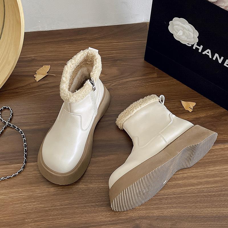 

Осень и зима новая женская хлопковая обувь размер платформа повседневный бархат боковая молния короткие ботинки бархатная женская обувь 37