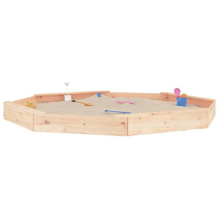 VidaXL Bac à Sable avec Sièges, Jeu de Sable pour Enfants, Aire de Jeux pour Tout-petits Jardin Extérieur, Octogone Bois de 825023