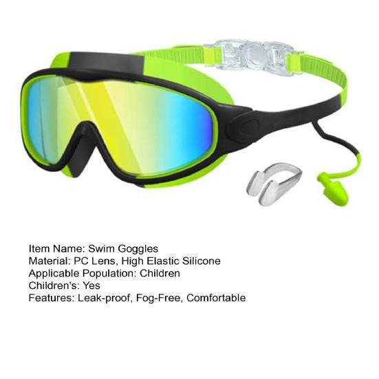 Kids Swim Goggles with Nose Clip And Earplug Anti-Fog UV Protection Pool Glasses Anti Shattered Lens for Boys Girls