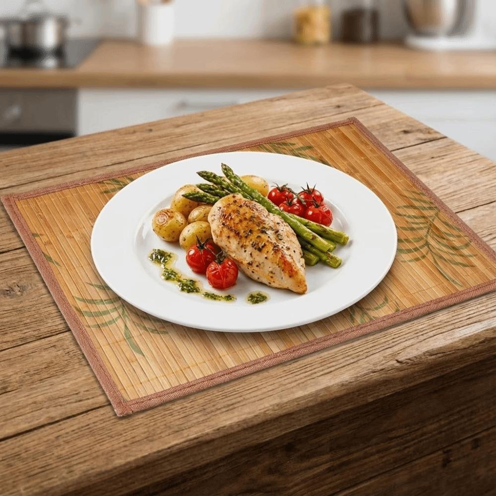 Table Decoration Foldable Bamboo Placemat Vintage Non-Slip Teacup Mat Creative Simple Tableware Pad Kitchen Use