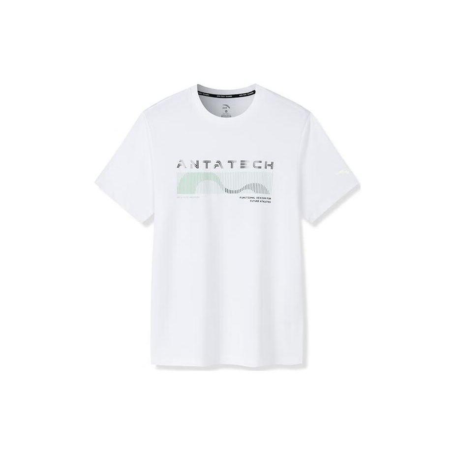 

Футболка Anta Training Series с логотипом и круглым вырезом, с короткими рукавами, мужские топы, чисто-белый 152327166-1