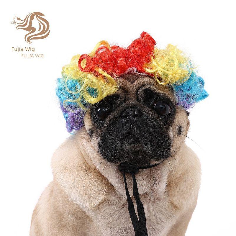 

Pet Wig Dog Wig Pet Supplies Halloween Pet Jewelry Curly Hair Straight Hair Cat Wig Pet wig colorful explosive head (40g)