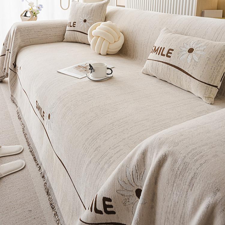 1pc Chenille Sofa Cover with Tassel, Pet Protection Sofa Cover, Four Seasons Universal Furniture Protective Cover, Used for Bedroom Living Room
