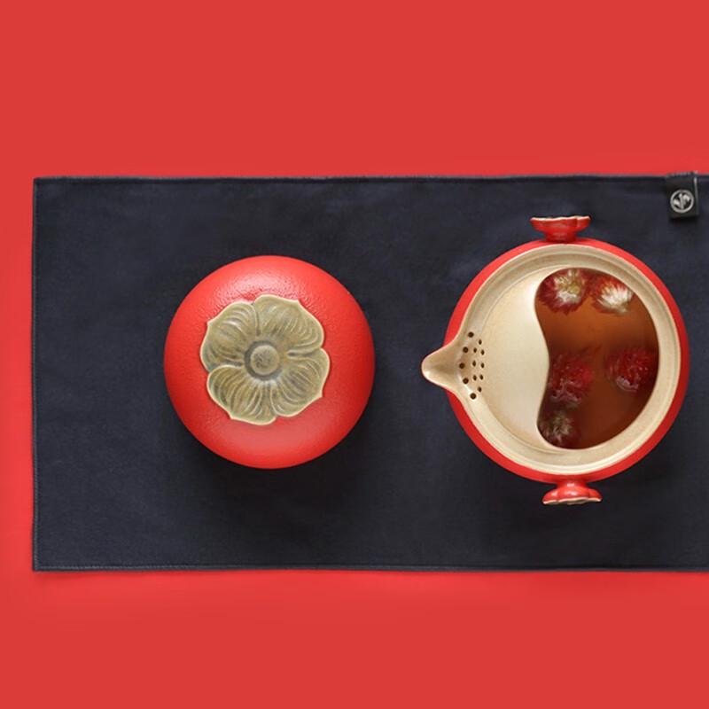 Edenus Ceramic Quick Brew Travel Tea Set - Ruyi Fruit Design