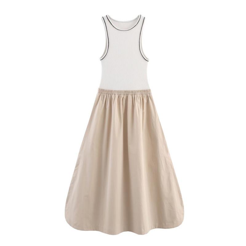 Autumn 2025 European & American Style High-End Patchwork Midi Dress Medium