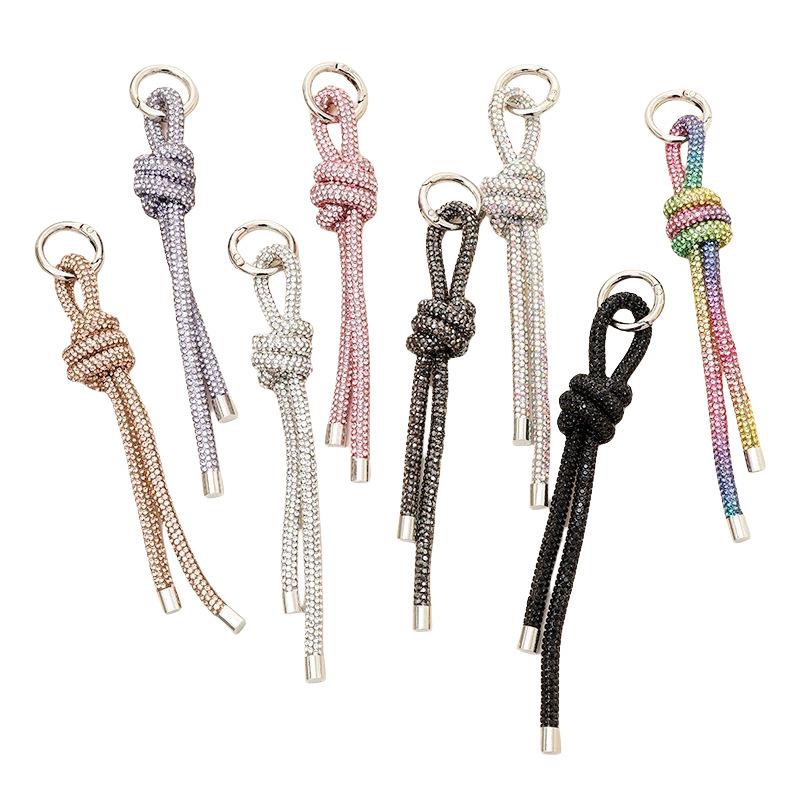 Sparkling Rhinestones Keychain Charm Elegant Hanging Rope Accessories For Phone Stylish Bag Pendant Trendy Ladies Keyring