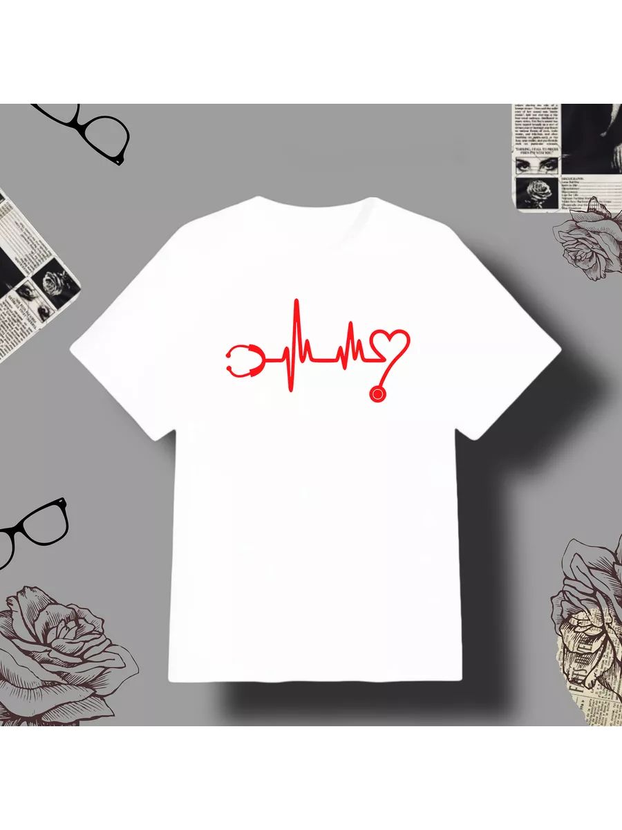 Doctor medic pulse print T-shirt S