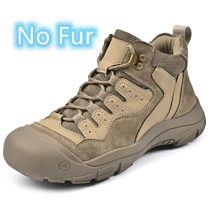 New High Top Ankle Boots High Quality Mens Genuine Leather Shoes Outdoor Sneakers Walking Boots Warm Snow Casual Hiking Shoes