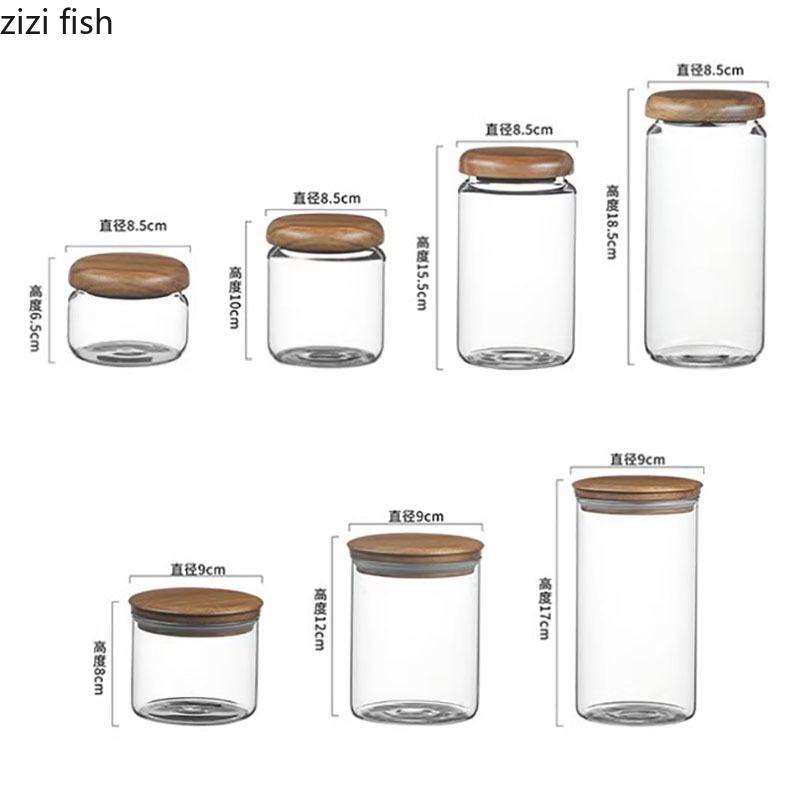 Transparent Glass Storage Jar with Lid Moisture-proof Sealed Jar Tea Can Food Storage Jars Candy Jar Household Storage Container