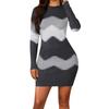 Damen Herbst Langarm Bodycon Maxikleider Sexy Geraffter Hals Slim Fit Cocktail Party Kleid Strickkleid