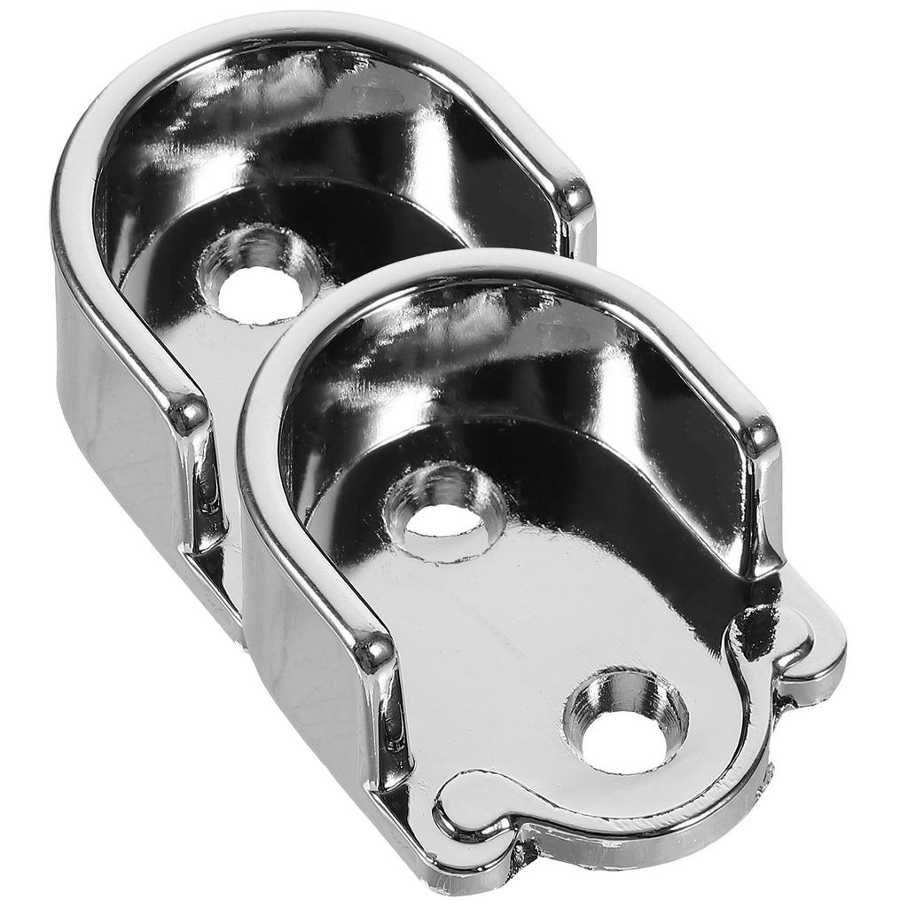 2Pcs Closet Rod Holder Flange Socket Brackets Sturdy Stainless Steel Wardrobe Rod Support for Clothes Towels Shower Curtain