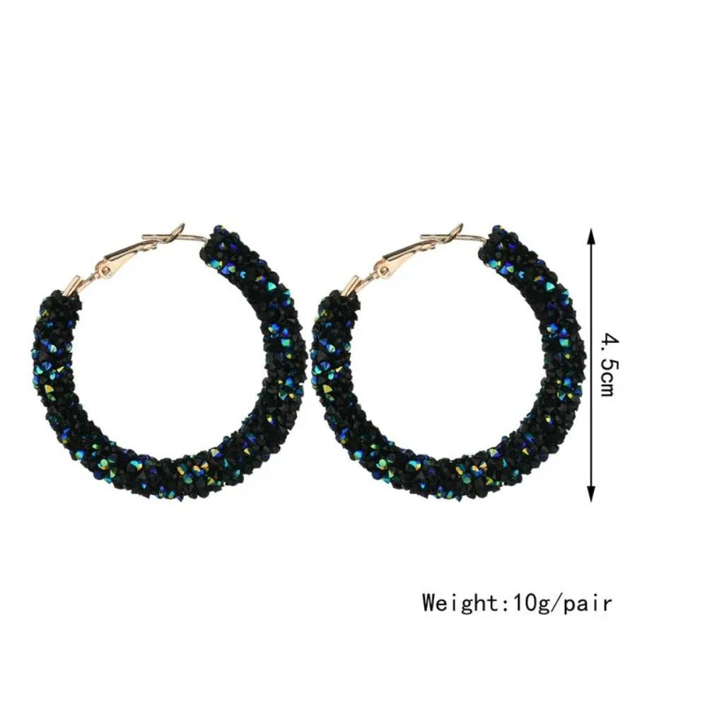 New Design Fashion Charm Austrian Crystal Hoop Earrings Geometric Round Shiny Rhinestone Big Earring For Women Gifts