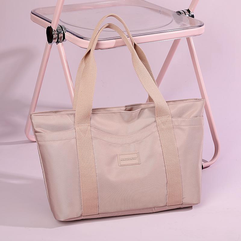 Women's Nylon Bag Large Capacity Tote Bag Multi-Pocket Lightweight Water-Repellent Handbag