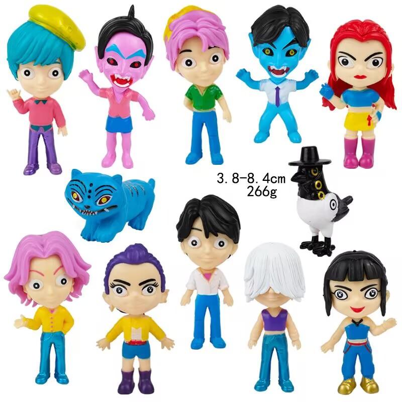 5PCS New Kpop Demon Hunters Girl Group Boy Group Figurine Toy Anime Peripheral Small Tiger Children's Ornament Toy