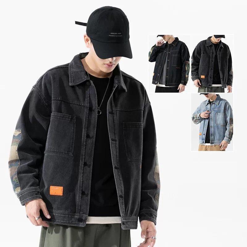 

Men s Trendy Korean Style Black Denim Jacket - Casual, Loose, Versatile, Autumn Workwear Top L