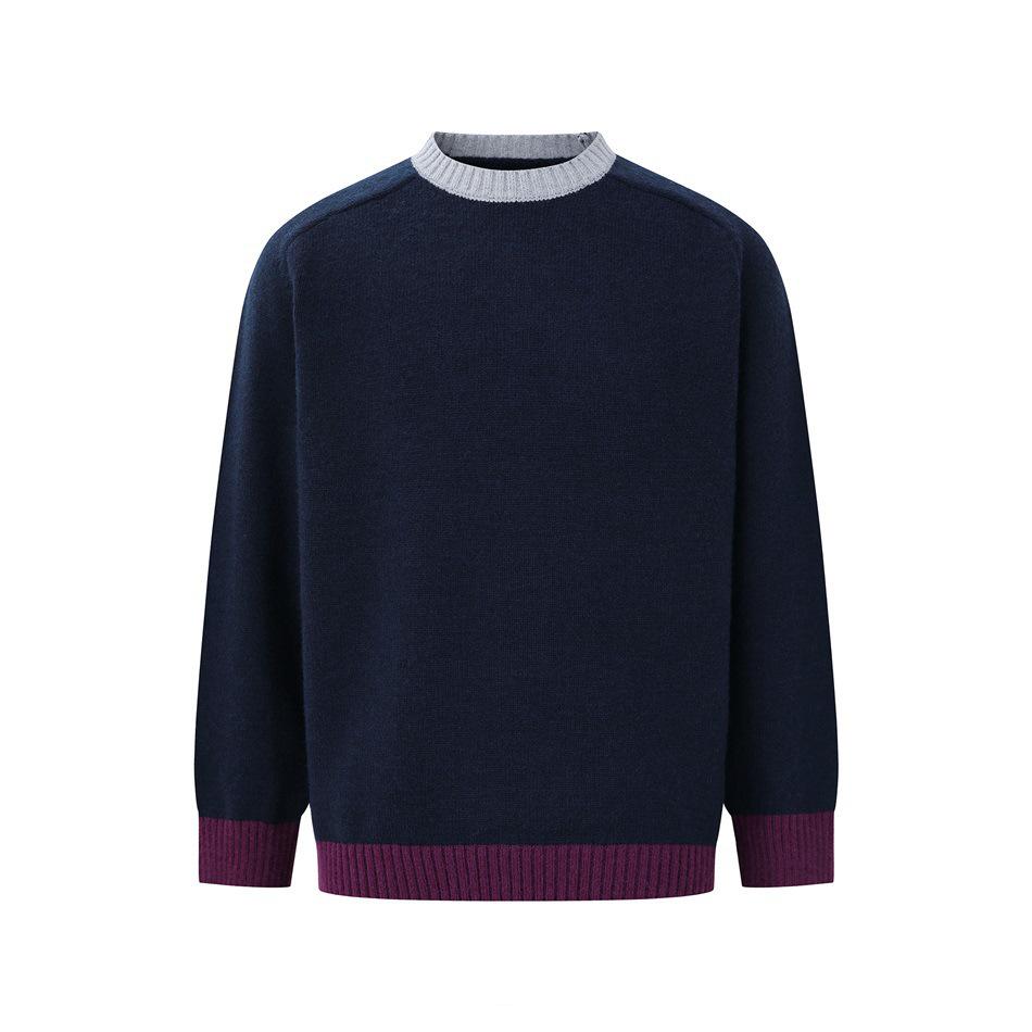 FORN3 Retro Patchwork Color Block Winter Sweater for Men & Women - Knit Round Neck Top AW228 Extra Large