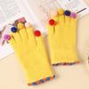 Korean Style Full Finger Mittens Colorful Hairball Cycling Driving Gloves Knitting Gloves  Outdooor