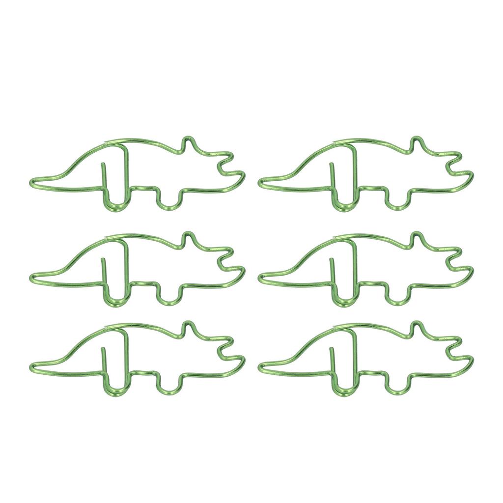 100 Pcs Shaped Paper Clips Cyan Triceratops Shape Metal Portable Electroplating Process Office Clips
