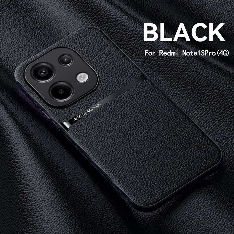 Leather Car Holder Magnetic Cover For Xiaomi Redmi Note 13 Pro 4G 5G Case Silicone Shockproof Coque Redmy Note13 Note13pro Plus