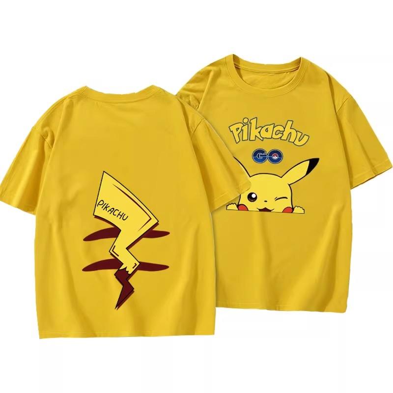 Potdemiel Summer New Pikachu Children's 100% Cotton T-Shirt, Boys and Girls Tops, Comfortable and Breathable Children's Clothing