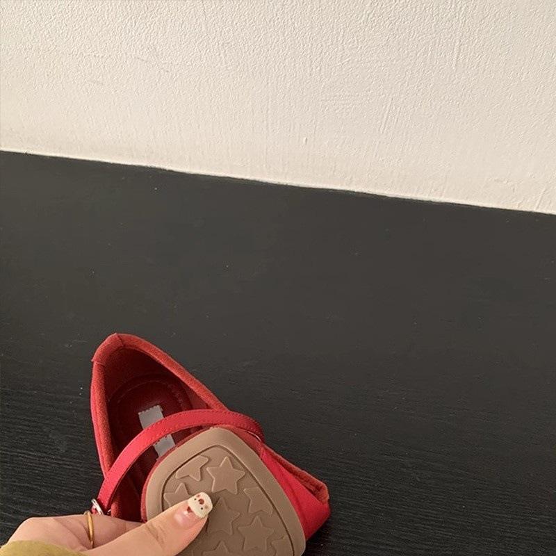 French Gentle Bow Mary Jane Shoes Women's Shoes Inner Height Increase Early Spring New Ballet Shoes with Skirt Single Shoes