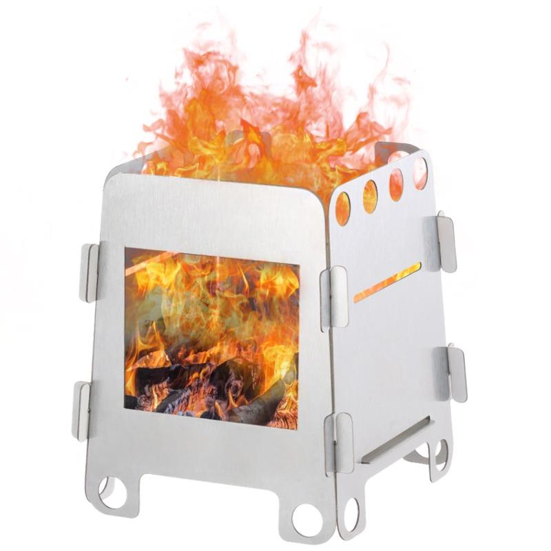 Camping Titanium Stove Lightweight Folding Wood Burning Stove Portable Outdoor Pocket Stove Backpack Style Cooking